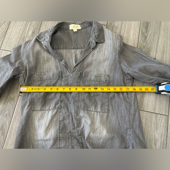 Cloth & Stone|Anthro women’s Gray wash Lyocell Tencel long sleeve shirt w pocket - Picture 10 of 10